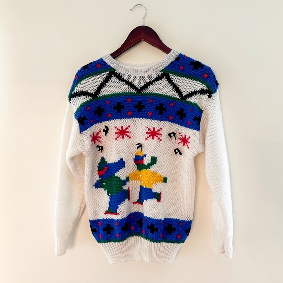 Vintage Kids Playing in the Snow Sweater - Picture 1 of 7